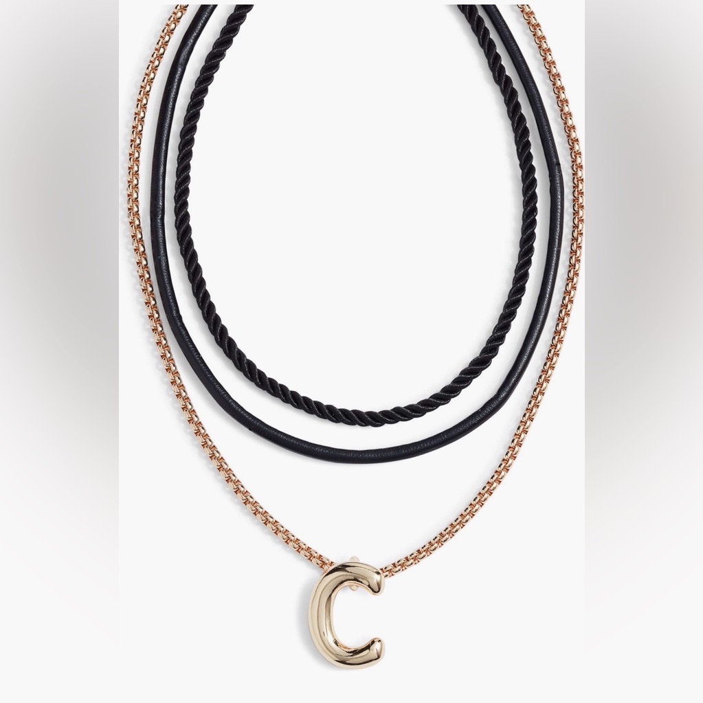 Open Edit Interchangeable Initial Pendant Necklaces - Letter C
